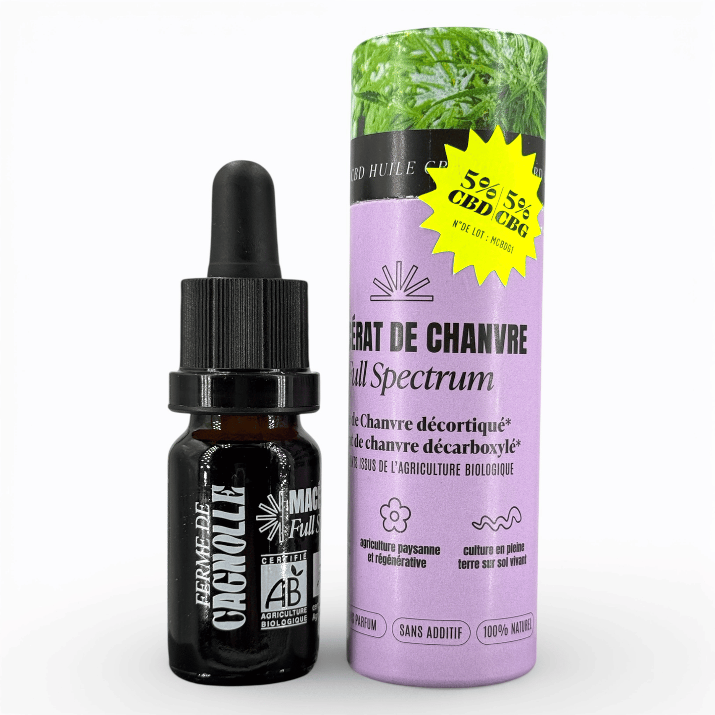 HUILE DE CBD & CBG BIO 10% (MACÉRÂT HUILEUX) - SPECTRE COMPLET