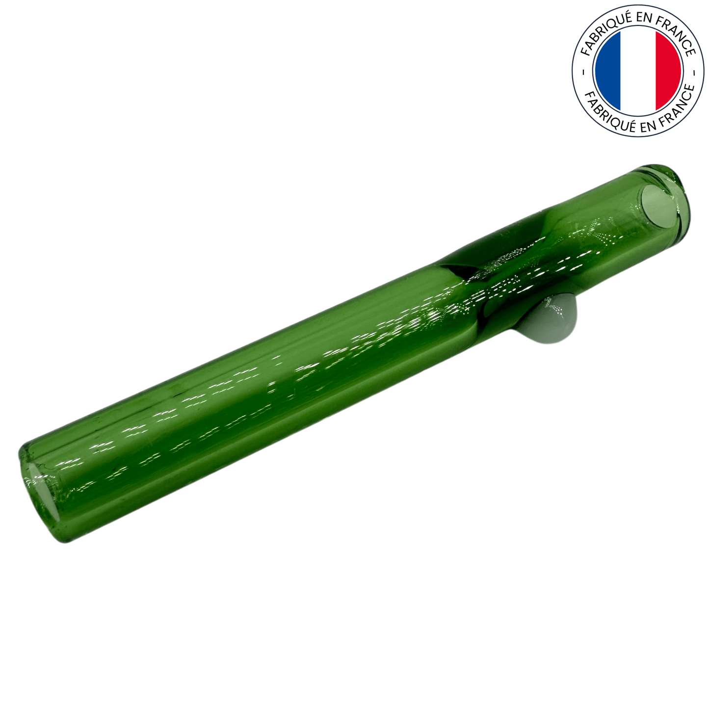 Chillum artisanal en verre soufflé - vert foncé