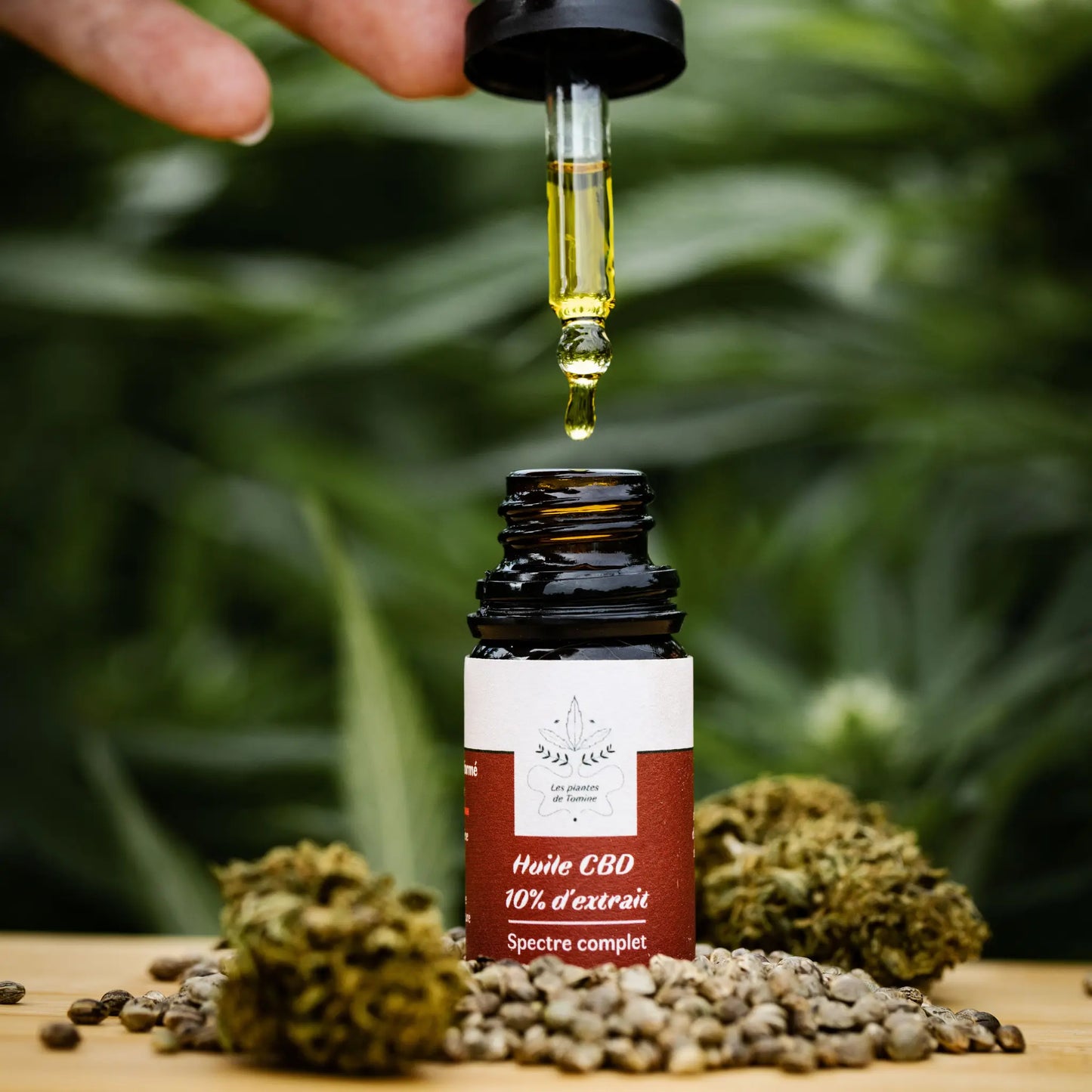 HUILE DE CBD FRANÇAISE ET BIO - SPECTRE COMPLET 10% les plantes de tomine