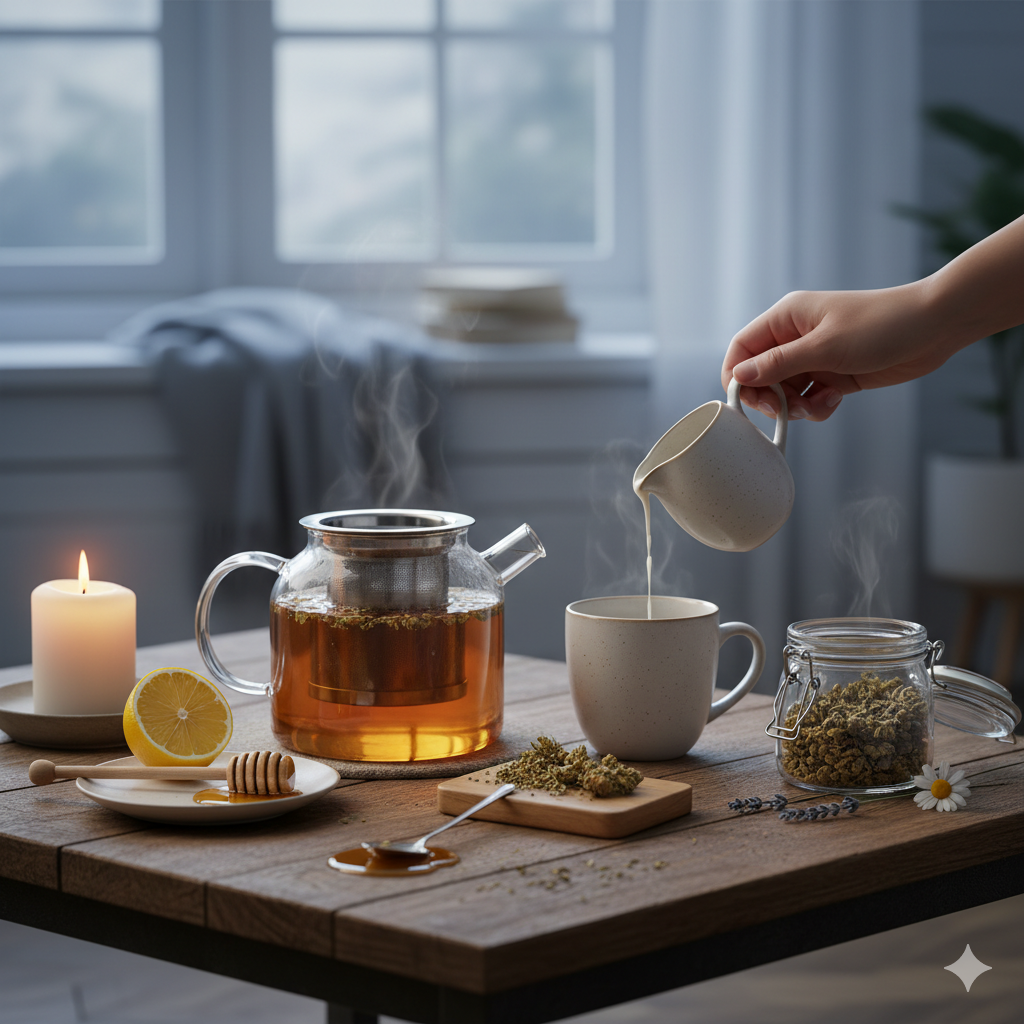 Image d'illustration de la confection de tisane au CBD