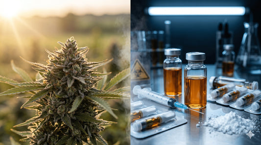 illustration des différences entre cbd naturel et les cannabonoïdes de synthèses dangereux