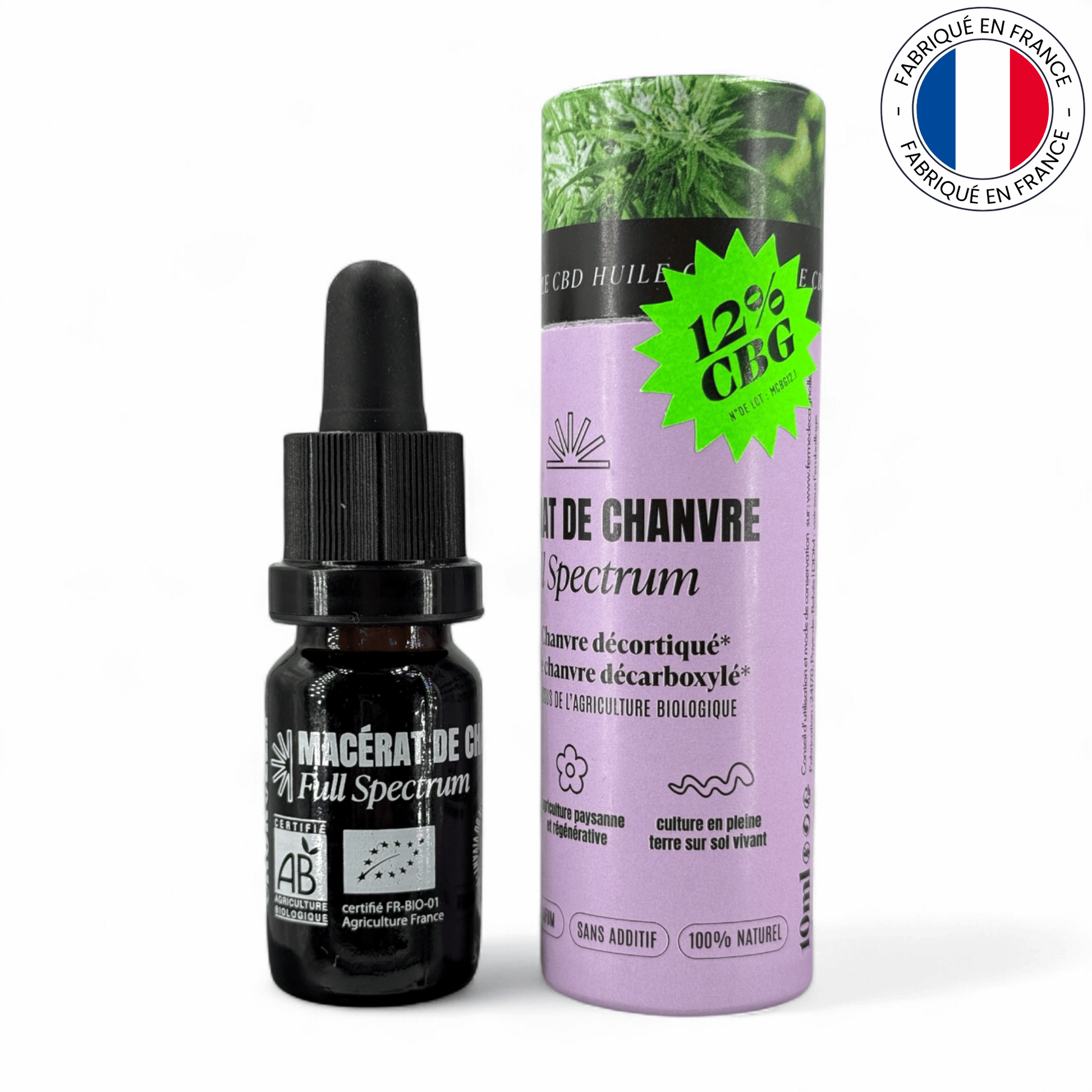 Huile de CBG bio 12% (Macrt huileux) Amour de Chanvre Huile de CBG bio 12% (Macrt huileux) Amour de Chanvre