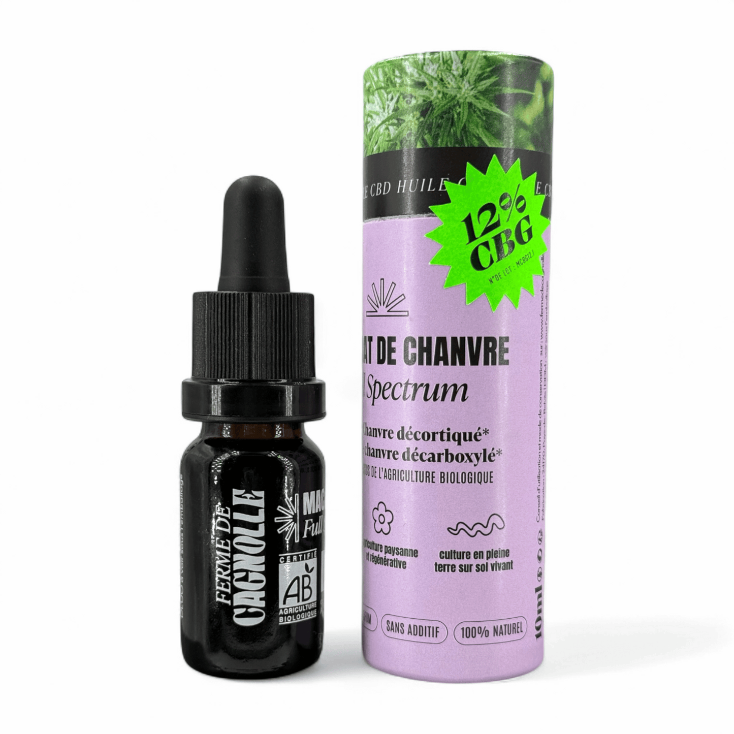 ACEITE DE CBG ORGÁNICO 12% (MACERADO ACEITOSO) - ESPECTRO COMPLETO