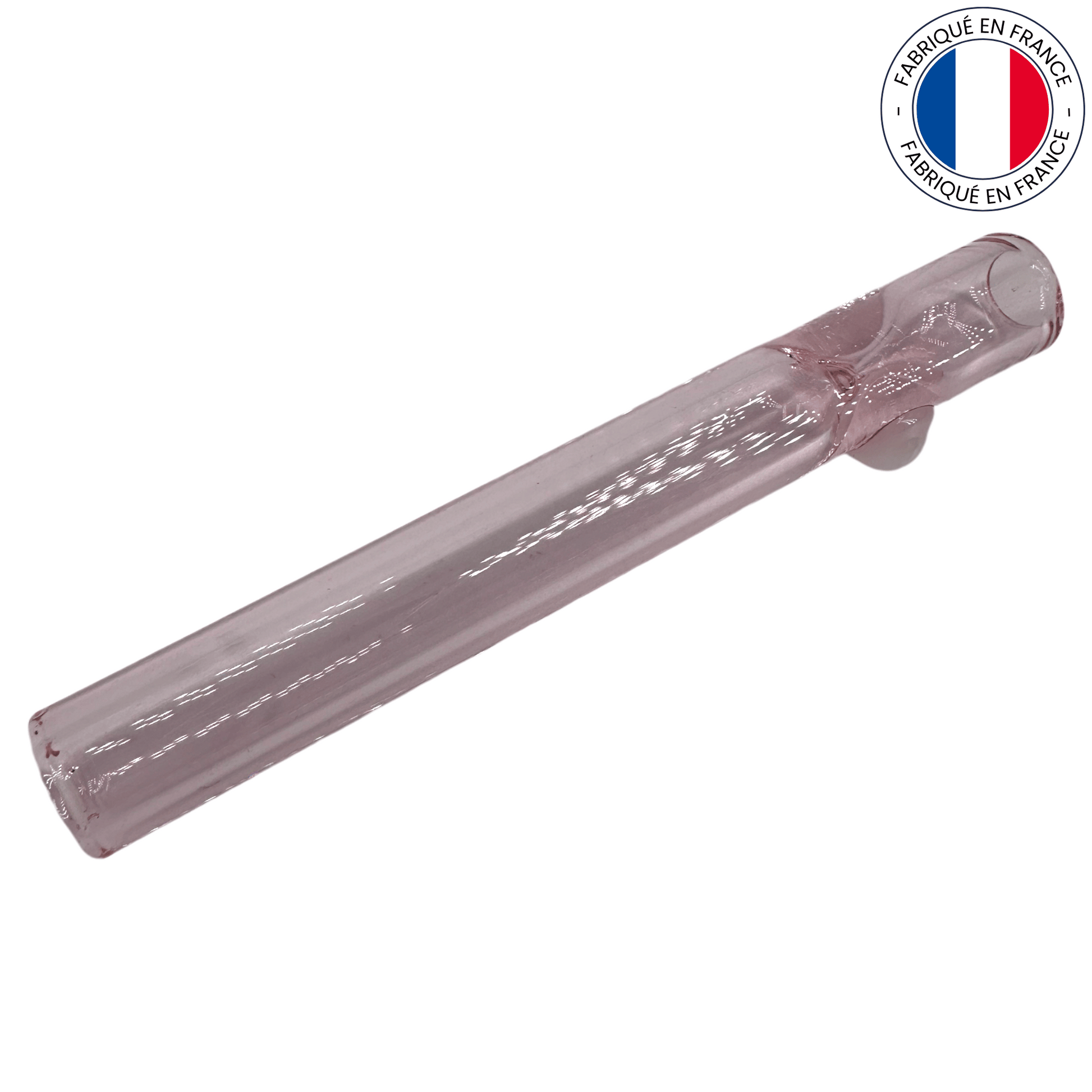 Chillum artisanal en verre soufflé - Rose