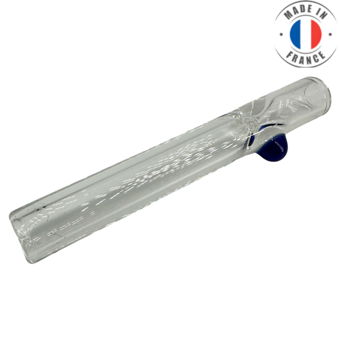 Chillum artisanal en verre soufflé - Transparent