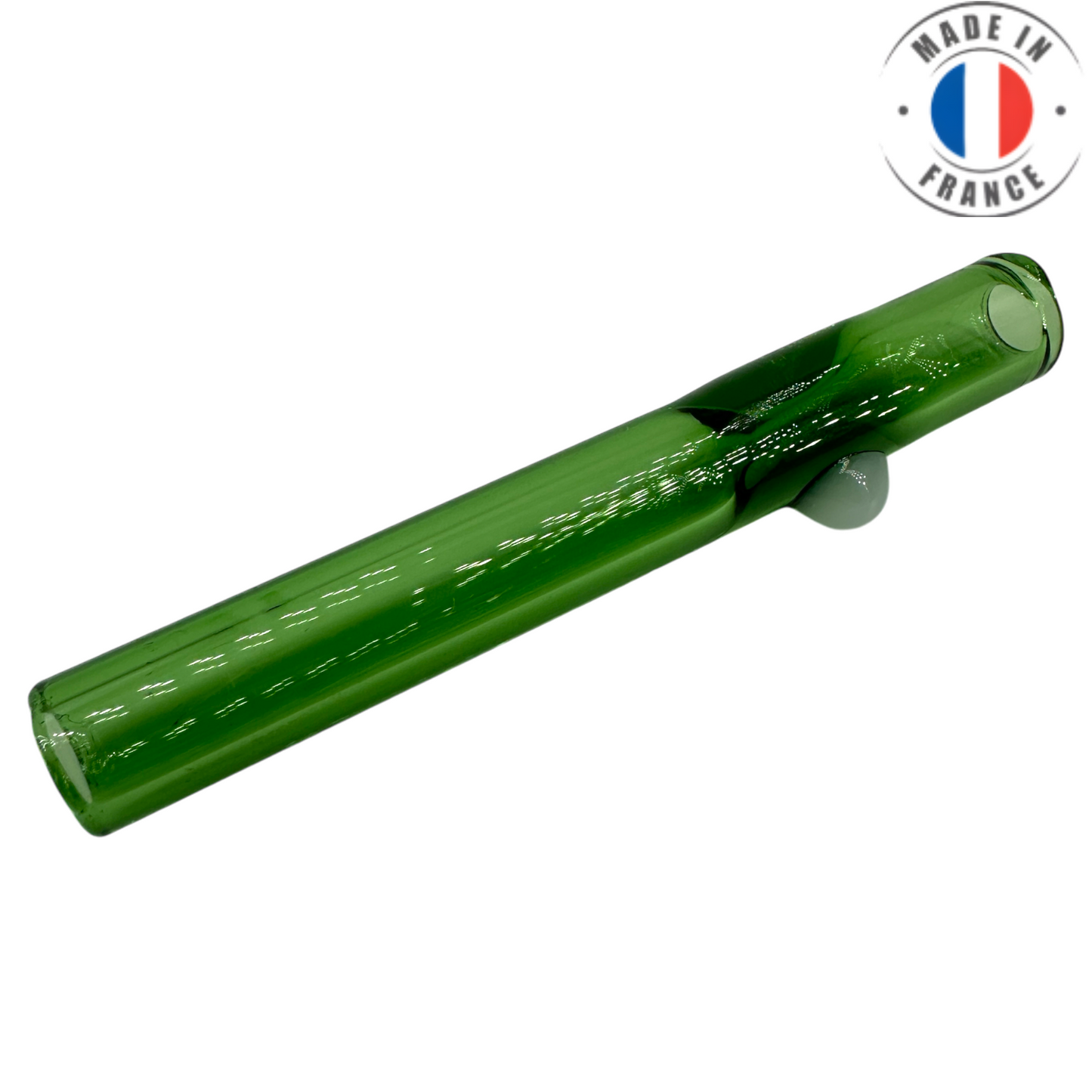 Chillum artisanal en verre soufflé - vert foncé